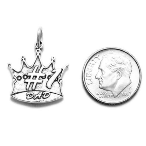 UNIQUE STERLING SILVER "#1 DAD" IN CROWN CHARM - Picture 2 of 2
